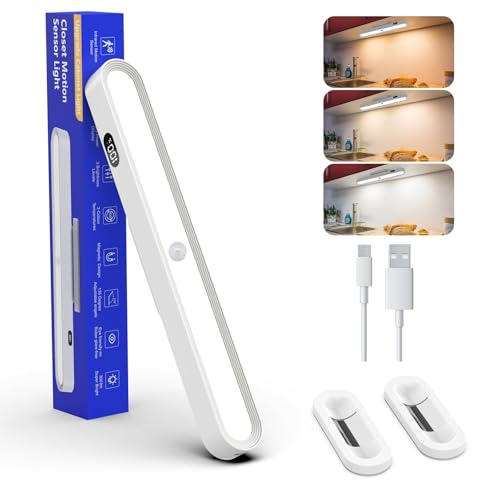 Motion Sensor Light Indoor with Battery Display,3000mAh Rechargeable Under Cabinet Lighting Magnetic...