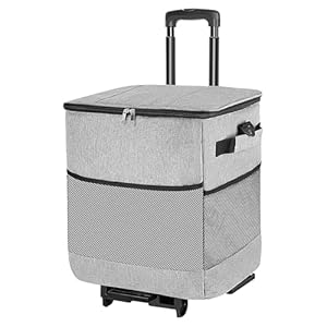 Rollende koeler met wielen - geïsoleerde draagbare trolleytas voor kamperen, vissen, picknicks, feesten en tuin, reisvriendelijke koeler voor outdoor-avonturen