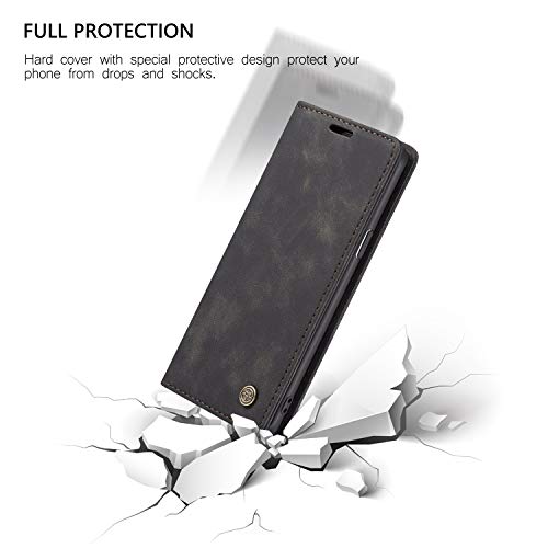 Samsung Galaxy S9 Case,Samsung Galaxy S9 Wallet Case Cover, Magnetic Stand Flip Protective Cover Retro Leather Flip Case Purse With Id & Credit Card Slots Holder Case For Samsung Galaxy S9(Black) #TOP3