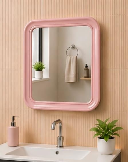 CHETHAN Frames Works Fiber Frame Wall Mirror for Bedroom, Hall & Bathroom | Full Length Dressing Mirror | Modern Decorative Home Décor (Blush Pink, 23 * 17)-picture-25