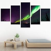 SIGNWIN 5 Panel Canvas Wall Art Astronomy & Space Contemporary Cosmic Dramatic Green Group Photography Realism Ultra for Home Decorations Ready to Hang - 60