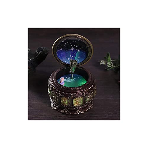 Bhdd Vintage Music Box With 12 Constellations Rotating Goddess, Twinkling Led Light Rotate Music Box,Twinkling Resin Carved The Zodiac Mechanism Musical Box Gift For Birthday Christmas (Libra) #TOP2