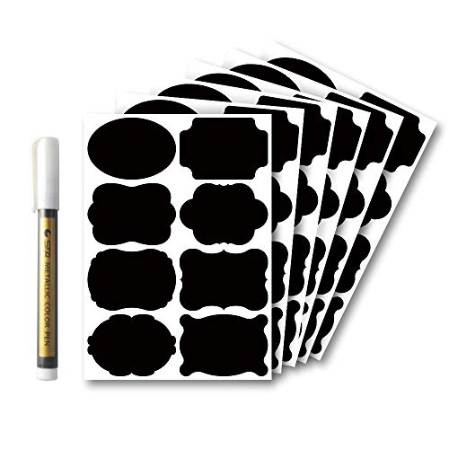 160 Chalkboard Labels- Removable Waterproof Stickers Label for Canisters for The Kitchen Glass Bottle Include Water-Based Marker Pen