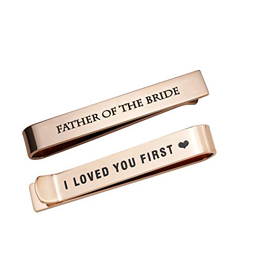 LParkin Stainless Steel Tie Clip Wedding Set Father of The Bride Tie Bar Rose Gold Plated