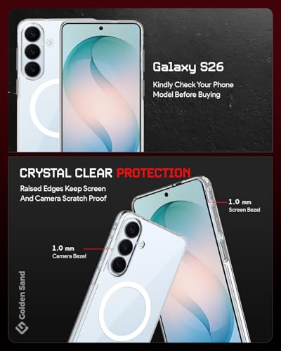 Image of Golden Sand Aura MagSnap Series Transparent Back Cover for Samsung Galaxy S26 5G | Ultra-Clear Glass Feel | Military Grade Protective Case, Camera Protection (Crystal Clear)