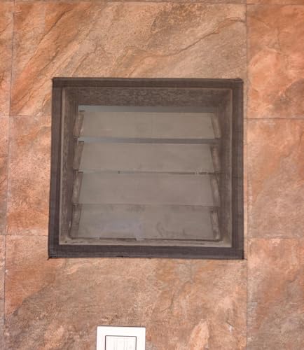 Soul-neverends Pre-Stitched Window Mosquito Net, Grey Fiberglass, Rectangular, Self Adhesive, Ready to Use with Fastener Tape (Grey, 40CMX40CM - Fixed Size)