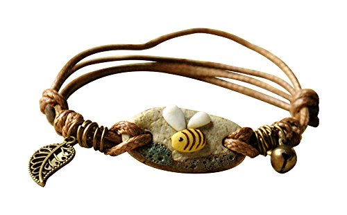 El RegaloHoney Bee Ceramic Stone Stringed Adjustable Unisex Bracelet for Girls & Boys