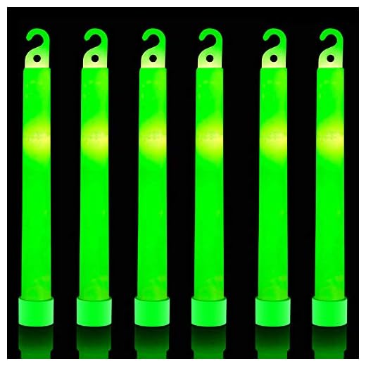 32 Ultra Bright 6 Inch Large Green Glow Sticks - Chem Lights Sticks with 12 Hour Duration - Camping Glow Sticks, Emergency Glow Sticks For Storms Blackouts - Glowsticks for Parties and Kids Activities