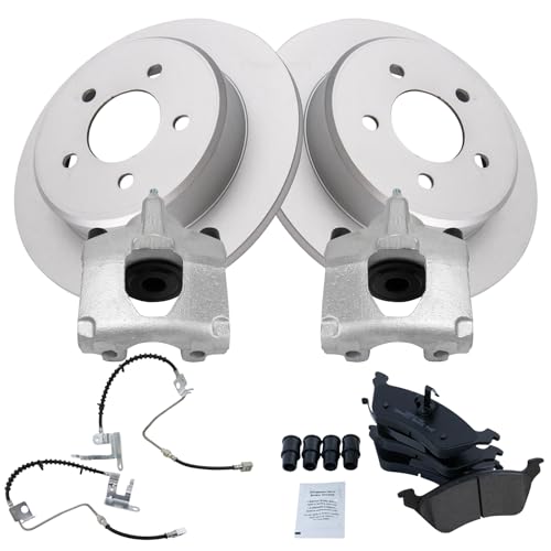 Image of TRQ Rear Brake Pad and Rotor Set Ceramic Coated Calipers Compatible with 2006-2007 Chrysler Town & Country Grand Caravan