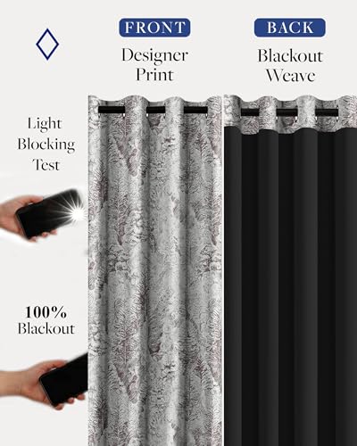 Image of Cloth Fusion Printed 100% Blackout Window Curtains 5 Feet Long Set of 2