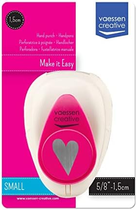 Vaessen Creative Craft Paper Punch, Heart, 5/8 Inch, for DIY Projects, Scrapbooking, Card Making and More, Metal, White/Pink, 2.5 cm