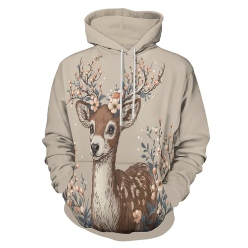 Sweat à capuche cerf sika design cool imprimé 3D haut tendance unisexe
