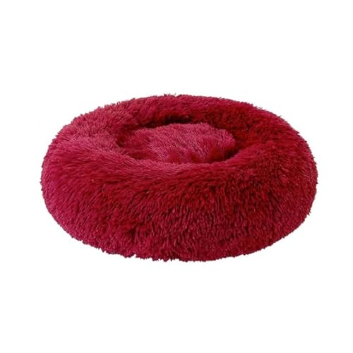 jiuzcare Hundebett Katzenbett rund flauschig, Hundebett waschbar, Katzenbett flauschig, Hundekissen für kleine Hunde und Katzen, Hundekörbchen weich (50 cm, Rot)