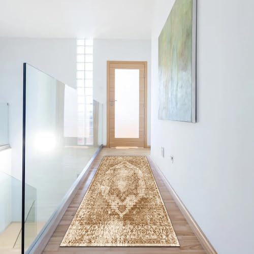 Alfombra vintage de pasillo antideslizante lavable de 60x200 cm color naranja 6