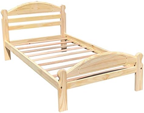 Arizona Twin-XL Bed Solid Pine Wooden Bed Unfinished with Hardwood Slats Suitable for Boys Girls Kids Bedroom Wooden Bed Frame Easy to Assemble Single Bed