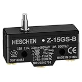 Heschen Micro Switch, Z-15GS-B, Slim Spring Plunger, 3 Screw Terminal, 15A Rated Current