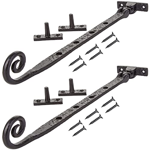 TERF®250mm Heavy Duty Antique Black Window Casement Stay Spoon Style 250mm (10'') Including Fixing Screw - Pack of 2