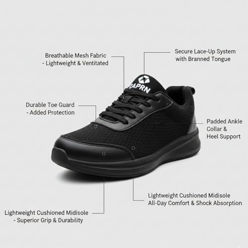 Image of Men's Solitrix Black Sports Running Shoes | Lightweight Breathable Mesh | Gym, Walking & Training
