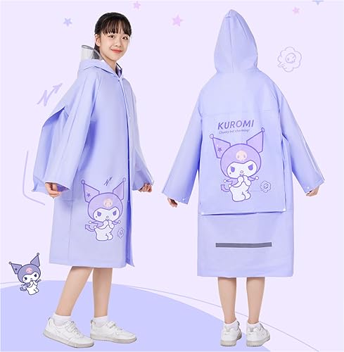 Kuromi Hooded Rain Coat Jacket Poncho Outwear for Girls Kids Children2