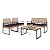 HERA'S HOUSE Patio Furniture Set, 4 Pieces Outdoor Wicker Furniture with Coffee Table, All Weather Rattan Outside Conversation Set for Lawn Deck Backyard (Yellow Rattan + Navy Blue Cushion)