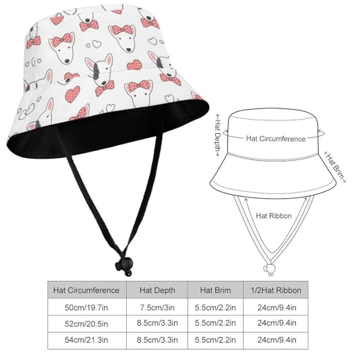 Bull Terrier DogChildren's Bucket Hat for Boys and Girls, Breathable Summer Beach Hat54cm2