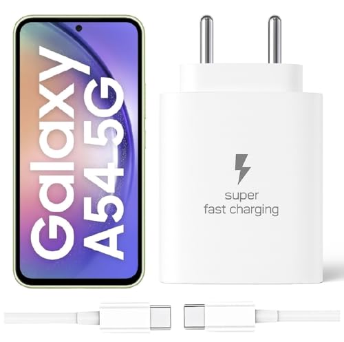 Image of 25W Type-C Charger with Cable Compatible with Samsung-Galaxy A54 5g | Super Fast Charger Adapter for S23 /S24 /S25 /S21Fe /A14 /M17 /M06 /M07 /M05 /F05 /F15 /F06 /M36 /A55 / F17 /A16 /M16 /A56 /A36 /A35 /A34 /A26, White