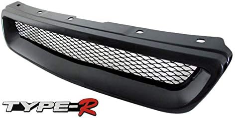 Compatible/Replacement For 1996-1998 Honda Civic Front Bumper Grille Grill Black Type-R Style with Emblem