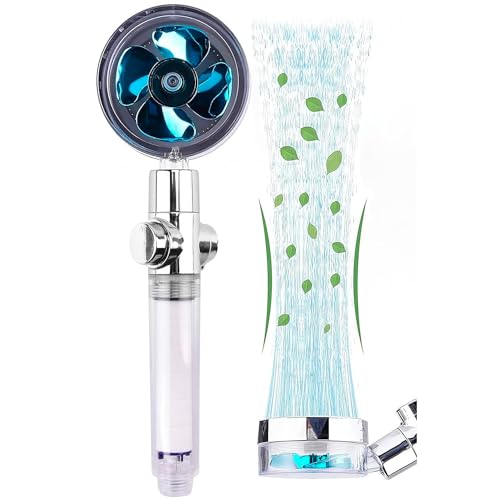 Avilia Soffione Doccia con Risparmio Idrico e Elica Integrata, Universale per Vasca e Doccia, 3 Filtri Inclusi, in ABS Cromato, 8x25x4cm