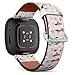 CJBROES Replacement Leather Watch Band, Compatible with Fitbit Versa 3 and Fitbit Sense of Wristband Bracelet Accessory - Cute Summer