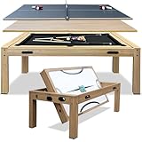 7ft Multi Game Table 4 in 1 Flip Pool Table Ping Pong Table Air Hockey Combo Game Table Includes All Accessories for Game Room & Family