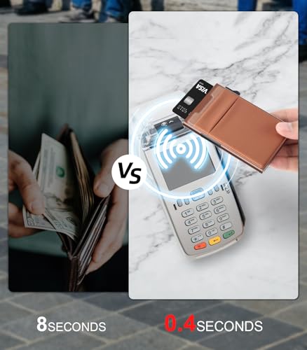 Image of TOYFID Slim Wallet for Men - Pop Up Card Holder Wallet,Minimalist Business Wallet,Credit Card Wallet with Money Pocket,Metal Card Case Wallet,RFID Blocking,Can Hold 6 Credit Cards