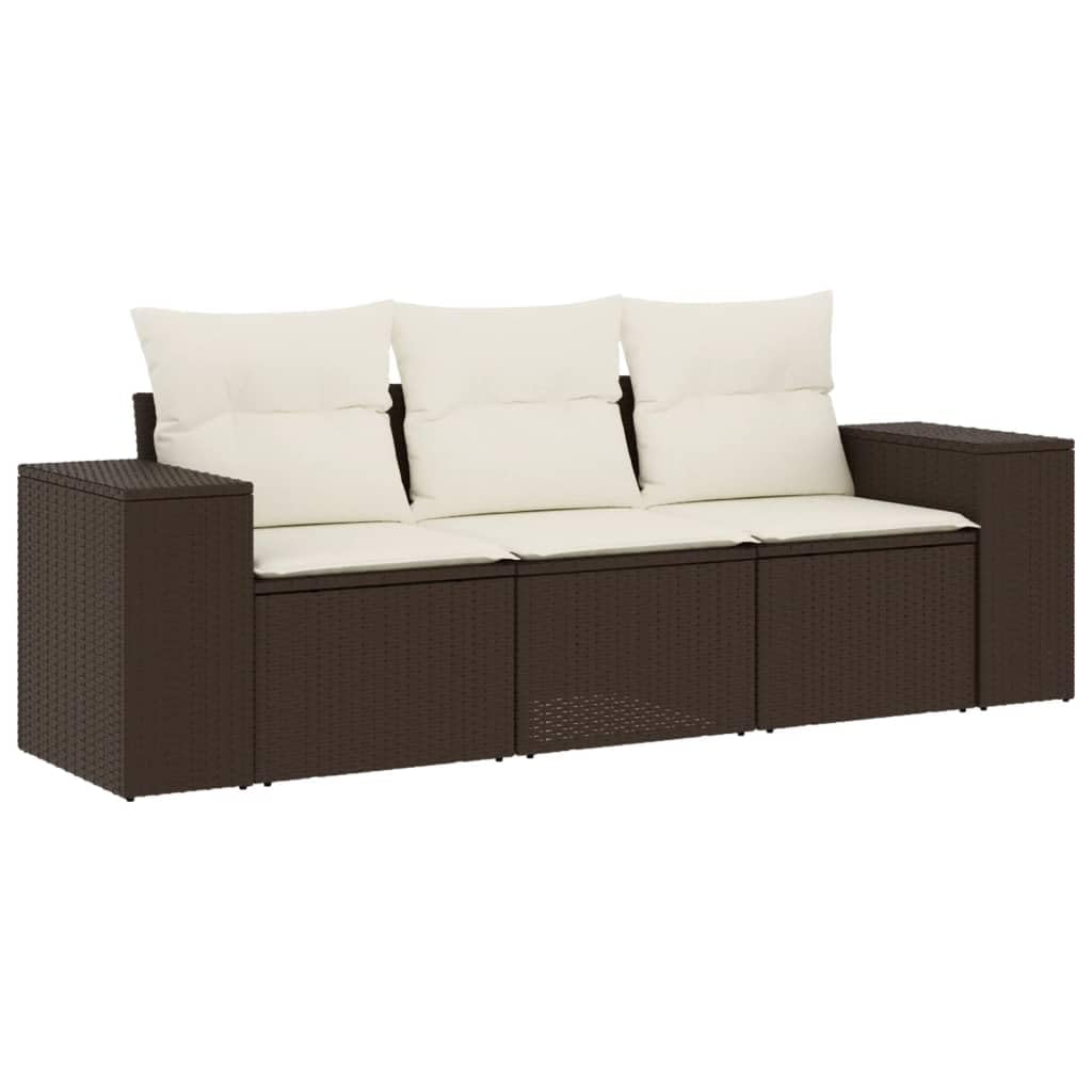 Salon de jardin 3 pcs modulable en résine tressée avec coussins denses
