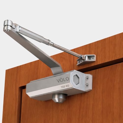 Image of Volo Automatic Hydraulic Double Speed Aluminium Door Closers Premium Heavy Duty for Residential /Commercial Purpose with Fitting Set (Color Silver) (Heavy Door Closer 150Kg)
