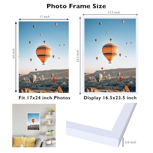 Image of JCJMY 17x24 Picture Frame White for Poster & Photo, Horizontal & Vertical Formats, Wall Hanging, 17 x 24 Gallery Frame