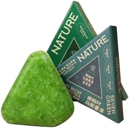 Nature Herbal Seven Green Triangle Shampoo Bar Soap with multyfunction, Oil Control, Dandruff Removal, Smoothening, Platycladus Usman Grass Hair Care