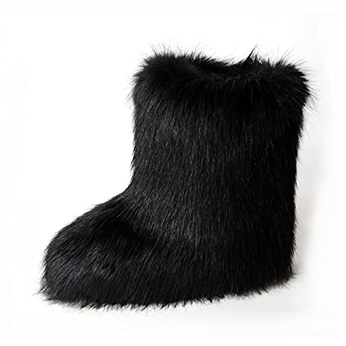 DAYISS Faux Fur Boots for Women Furry Fluffy Winter Snow Boot Shoes Indoor Outdoor