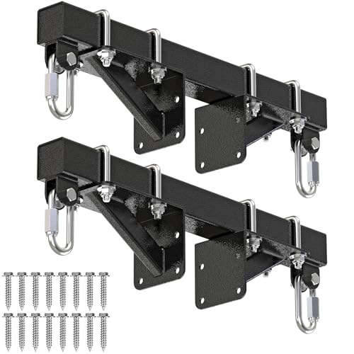 Dolibest Heavy Duty Glider Swing Brackets, Swing Set Bracket with Reinforced Triangle Support & 8 Screw Holes, Includes 2 Stainless Steel Carabiners, Easy to Secure Horse Glider Swing Attachment-2PCS