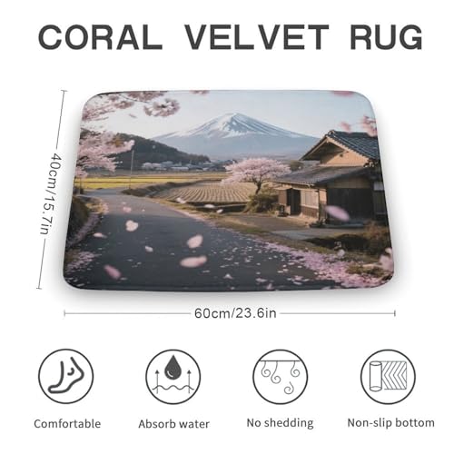 Alfombras de baño para ducha y bañera con estampado floral de cerezo 4
