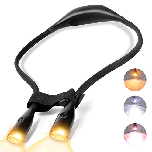 Preisvergleich Produktbild Flexibel LED Buchlampen Wiederaufladbar Leselampe Lampe, Augenpflege LED Halslampe, für kinderbeleuchte / joggen / wandern / Camping / Picknick (Hände frei / 3 Helligkeitsstufen / USB Anschluss)