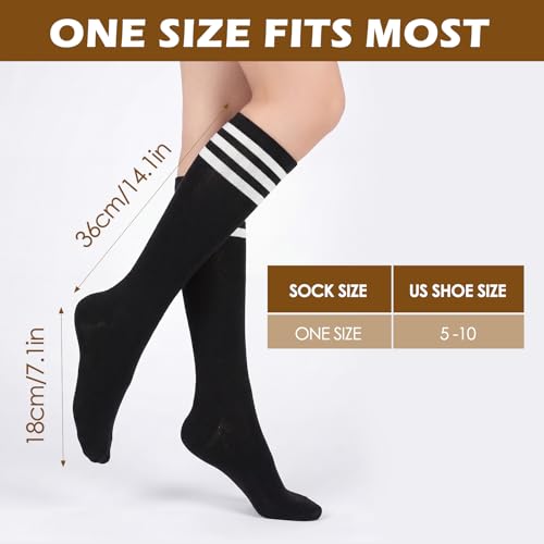 Image of American Trends Womens Athletic Knee High Socks Outdoor Sport Thigh High Stockings Casual Stripes Tube Socks