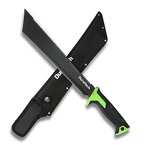 DURATECH 13inch Machete with Oxford Sheath and Strap,Machete Knife with Ergonomic Non-Slip Rubber Handle and Steel Blade,Machete for Clearing Brush,Gardening,Hunting,Military,Camping and Outdoor