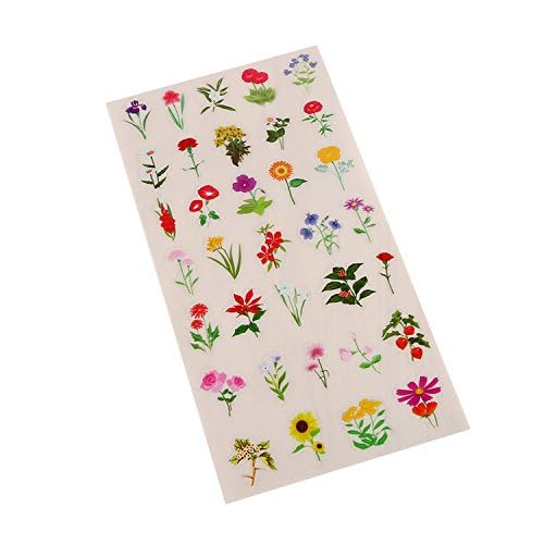 Blumen-Aufkleber Transparent – 18 Blatt (3 Sets), Für Planer, Scrapbooking, Tagebuch, Kawaii Deko