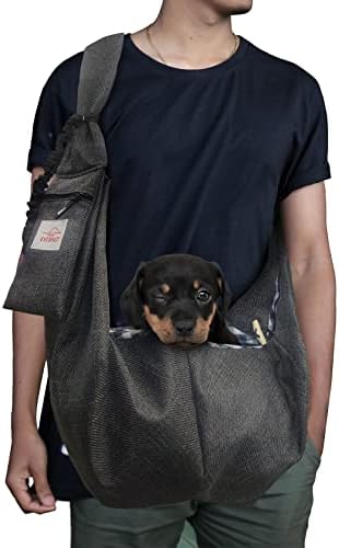 Dog and Cat Sling Carrier, Dog Carriers for Small Dogs with Padded Adjustable Shoulder Strap, Hands-Free Dog Bags for Travelling