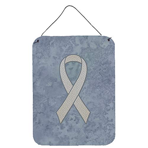 Caroline's Treasures AN1210DS1216 Clear Ribbon for Lung Cancer Awareness Wall or Door Hanging Prints Aluminum Metal Sign Kitchen Wall Bar Bathroom Plaque Home Decor Front Door Plaque, 12x16, Multicolo