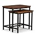SIMPLIHOME Skyler SOLID MANGO WOOD and Metal 25 inch Wide Rectangle Industrial Nesting 2 Pc Side Table in Dark Cognac Brown, Fully Assembled for the Living Room and Bedroom