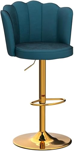 Miniatura 5 de Taburetes de bar giratorios de altura de barra, juego de 2 taburetes de bar tapizados ajustables de terciopelo con respaldobase dorada para isla de