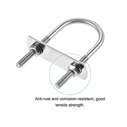 Image of METALLIXITY U Bolts 4 Sets (M6x36x83mm), Round U Bolt 304 Stainless Steel with Accessories - for Construction, Pipe