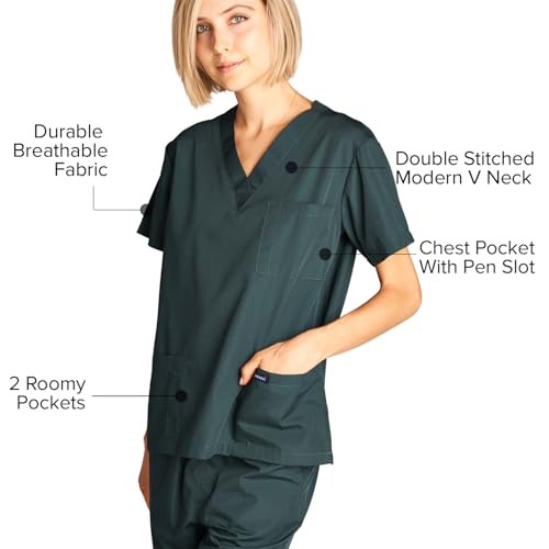 Image of Dagacci Scrubs Medical Uniform Women and Man Scrubs Set Medical Scrubs Top and Pants