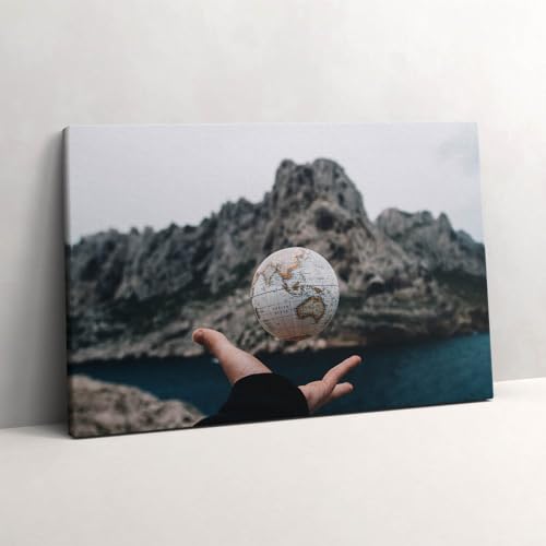 Tableau photo sur toile globe 60x40cm decoration murale chambre adulte