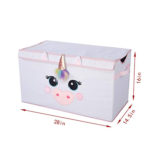 Heritage Kids Poly Canvas Collapsible Toy Storage Trunk, 28" W, Unicorn #TOP4